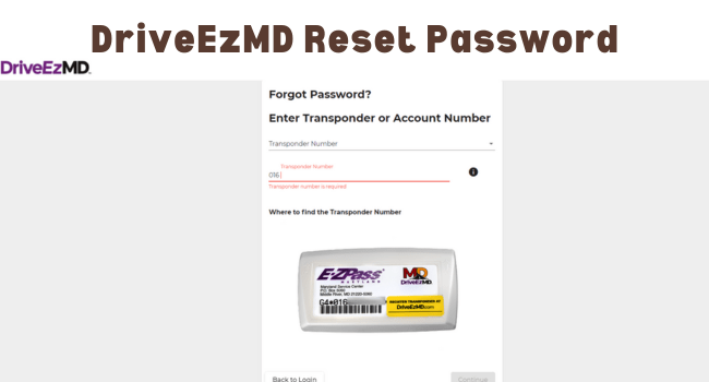 DriveEzMD Reset Password